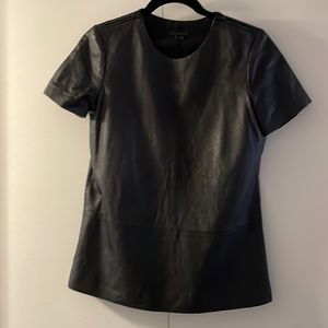 Theory black leather tee shirt